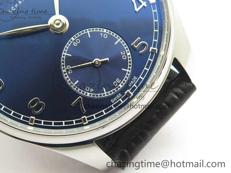 MIROTIME 0519 TimelessDesign Portuguese IW358304 ZF 1:1 Best Edition SS Blue Dial on Leather Strap A 7078